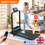 RAMYPOKET Treadmill For Home Use Foldable With Incline 12% App Control & Three Window LED Display 1-12km/h 150kg Compact Walking Pad
