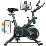 Upright Spin Exercise Bike, Silent Air Bike Home Gym Fitness Trainer, Zwift APP Connected, Stepless Resistance Adjustment, Easy