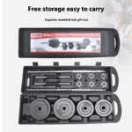 Painted Adjustable Dumbbell Barbell Set, 10‑50kg Free Weights Kit with Plastic Storage Box for Home Gym Workout - Image 3
