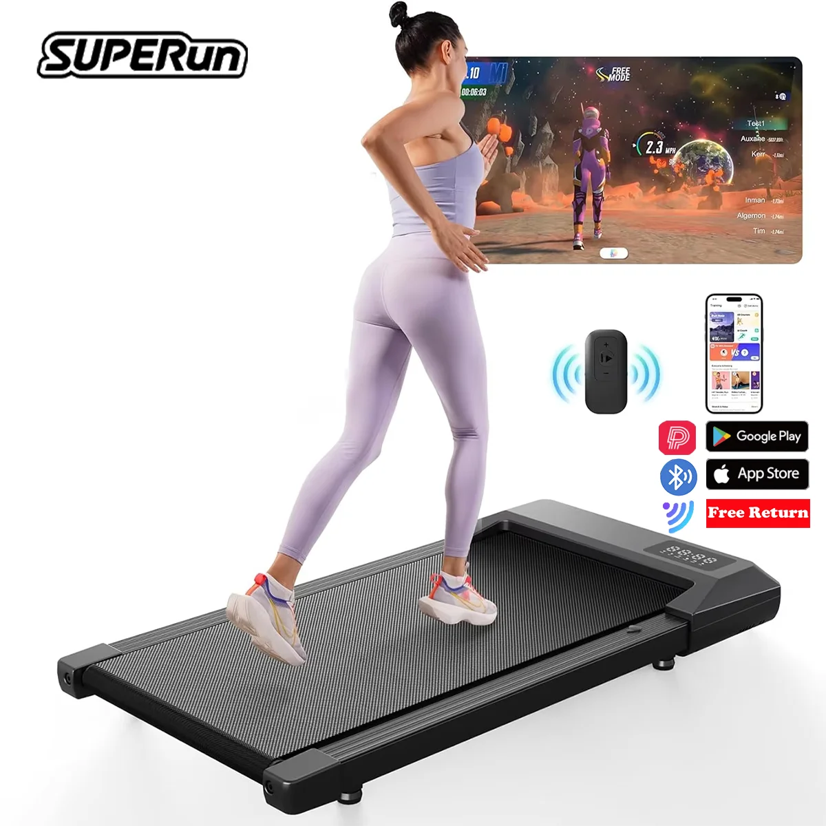 kf-S77aa5f6c0f3b4b99956b4907df20281bt Superun 2in1 Walking Pad Treadmill Portable for Home&Office Under Desk 15.35*31.5in Belt Treadmill with Max 250lbs Quiet 45dB Treadmill - Image 1