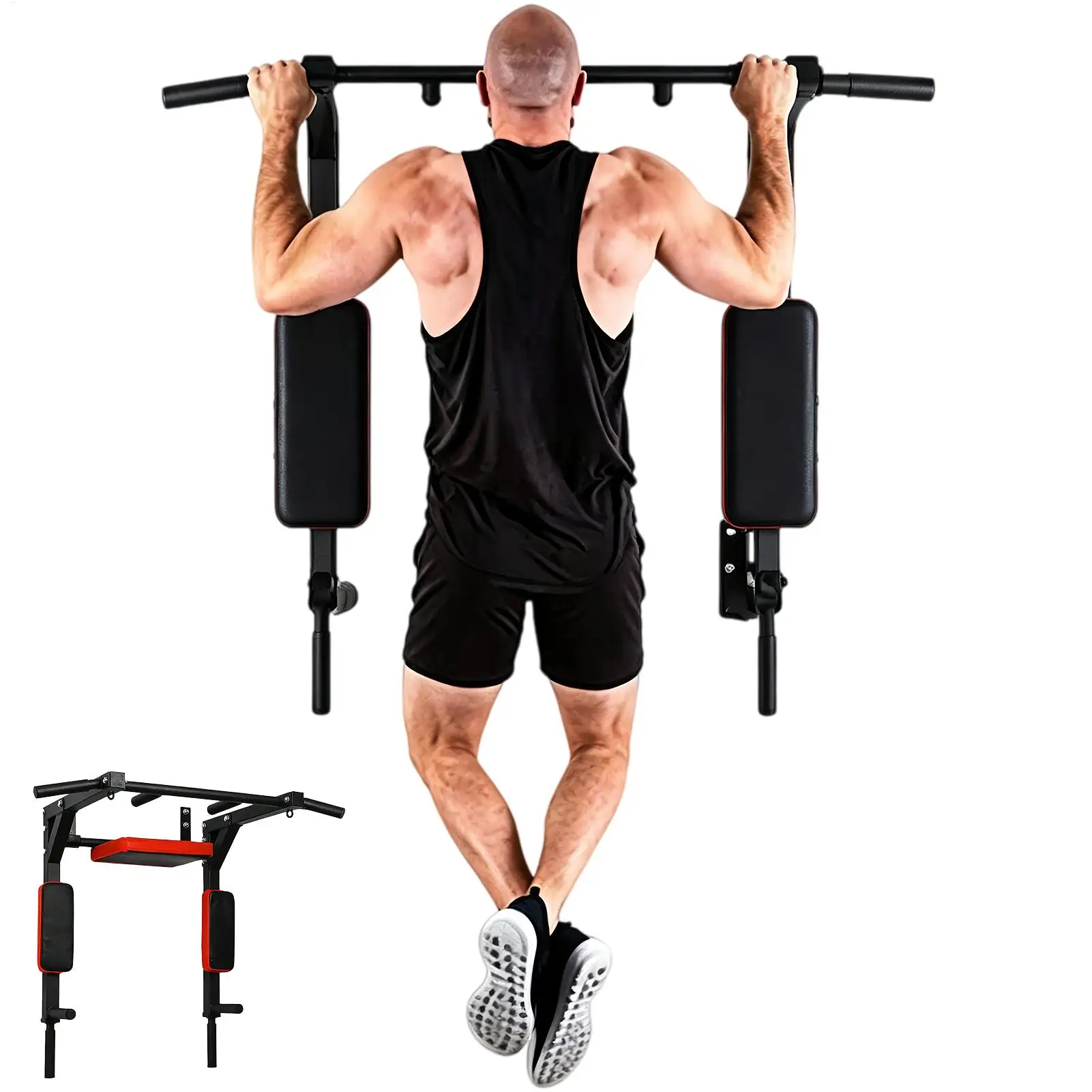 kf-Sf14787b9cf9547c18fdf5aa1efadb3e2B Wall-Mounted Pull-up Bar Fitness Horizontal Bar Multifunctional Dip Station With Eyelets 200kg Capacity Upper For Gym Accessory - Image 1